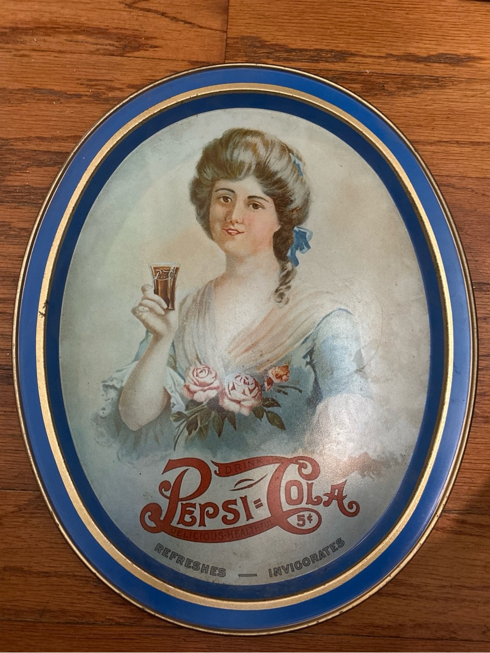 Vintage Pepsi-Cola Oval Serving Tray with Lady Art